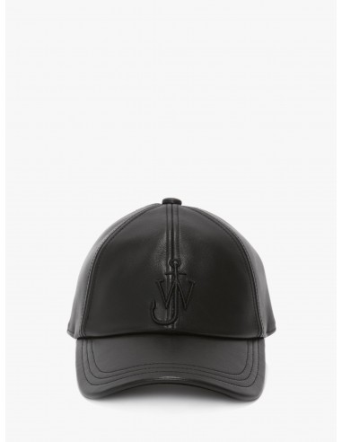 JW ANDERSON LEATHER BASEBALL CAP WITH ANCHOR LOGO BLACK la livraison gratuite