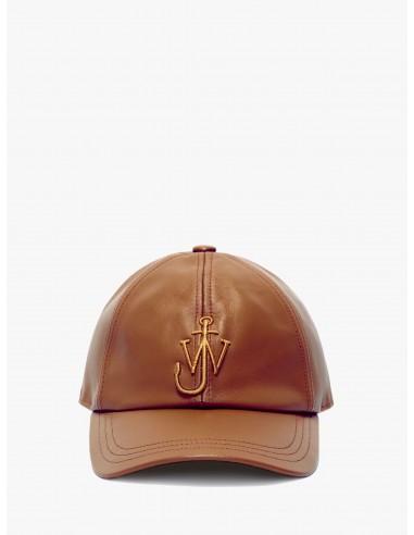 JW ANDERSON LEATHER BASEBALL CAP WITH ANCHOR LOGO BROWN france