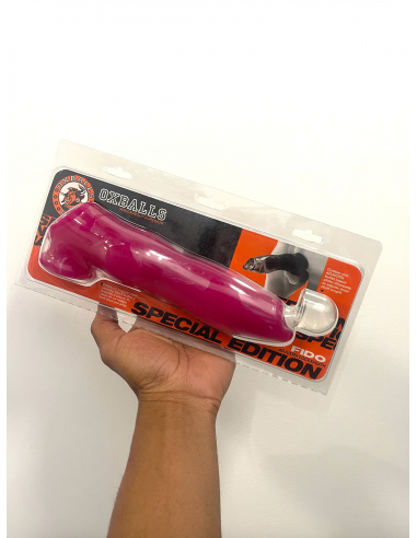 Oxballs Muscle Textured Cock Sheath Penis Extender 9.25in - Fuchsia Fin de série