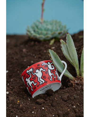 Keith Haring Porcelain tea cup & plate - White on Red meilleur choix