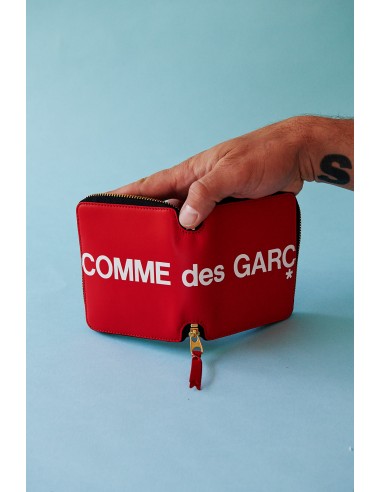 Comme des Garçons Huge Logo Full Zip Small Wallet (Red) pas cher