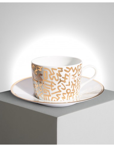 Keith Haring Porcelain tea cup & plate "GOLD PATTERN" Venez découvrir notre 