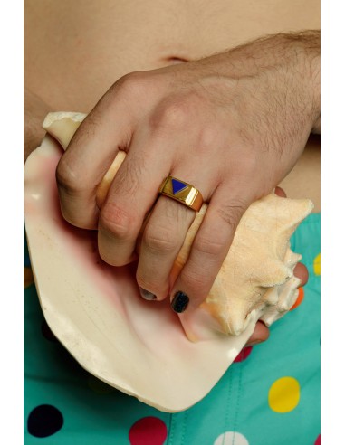 Blue Triangle Ring Gold by Jonathan Johnson Faites des économies